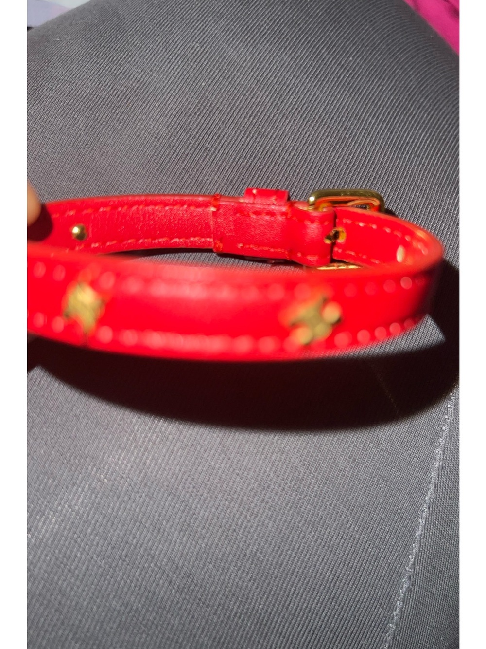 Red Leather  Accessory with Brass Accent